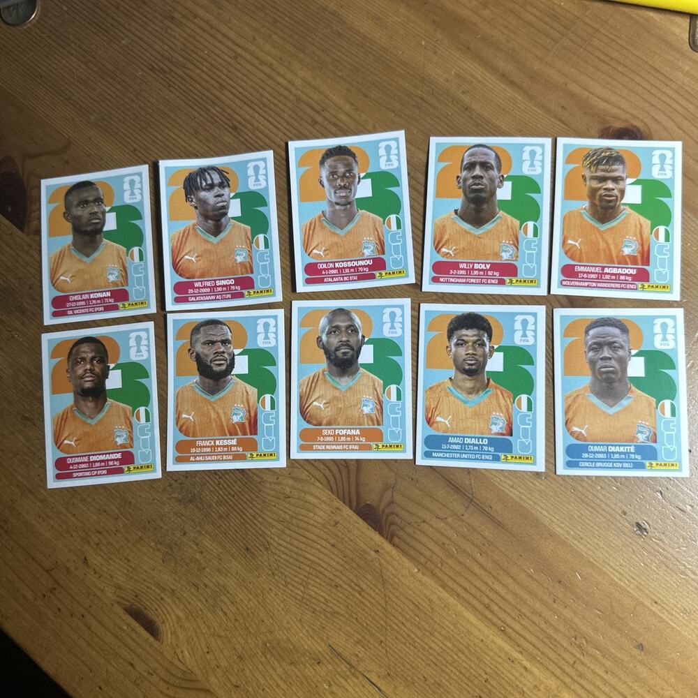 Panini FIFA 2026 World Cup IVORY COAST Lot 10 Stickers 3/4/5/7/8/9/10/11/15/20